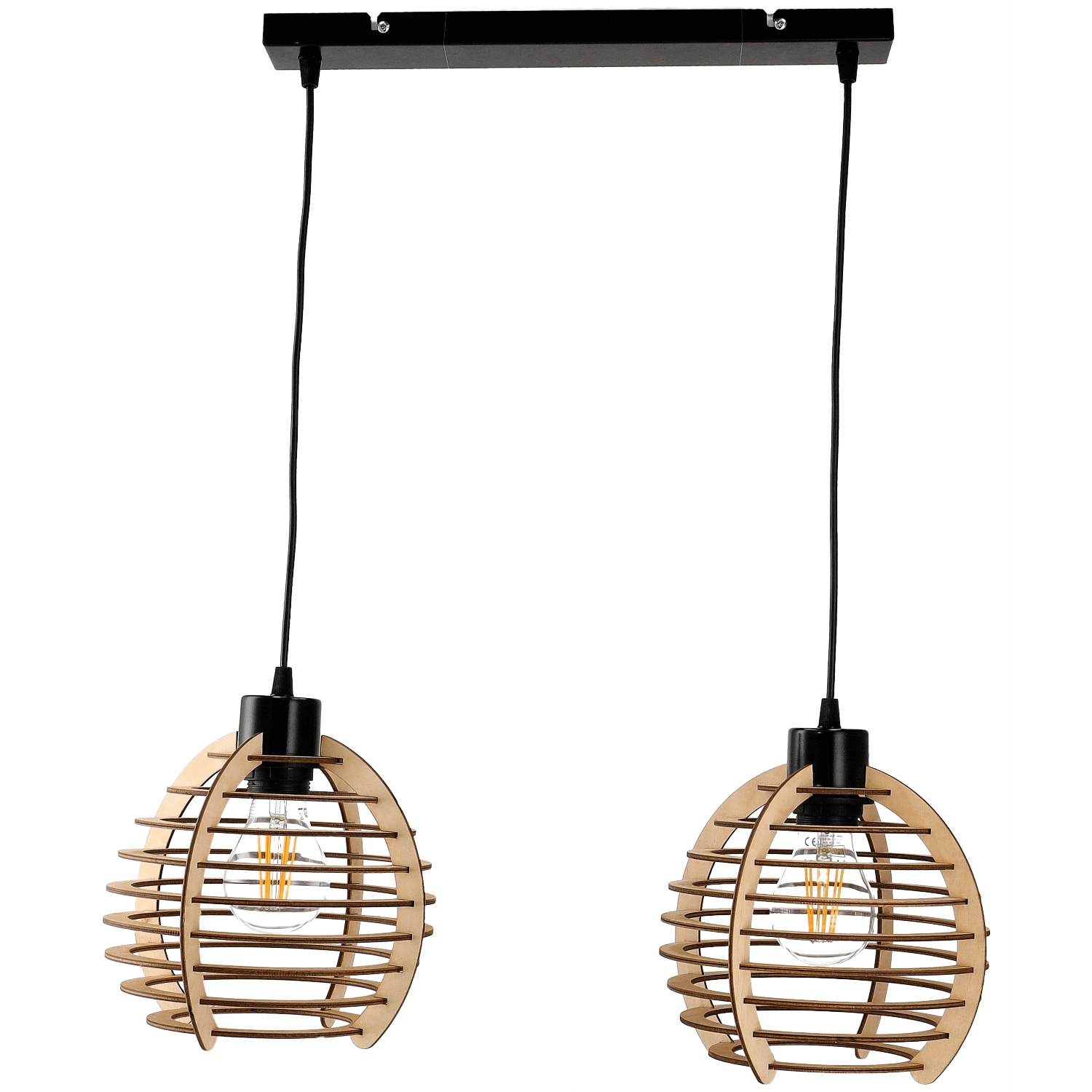 Závěsná lustrová lampa s závěsným stropním stínidlem, dřevo