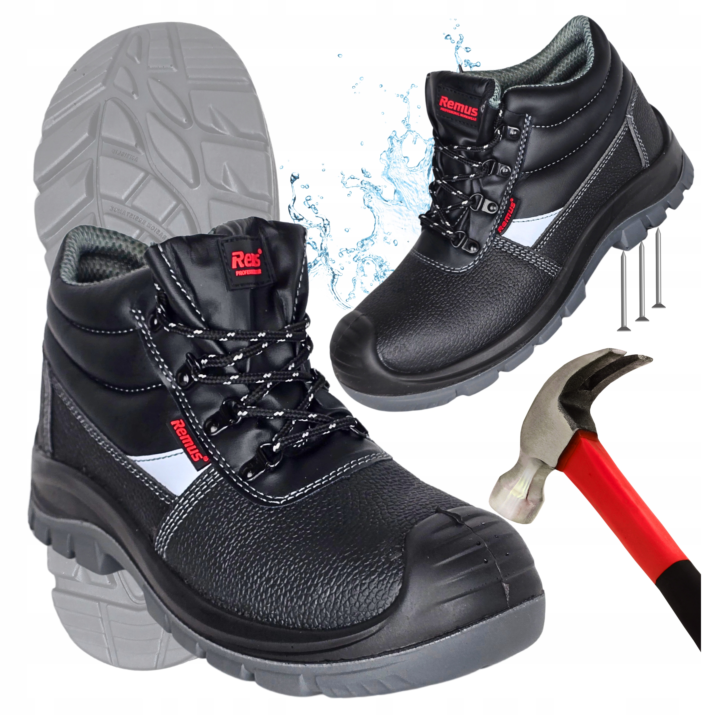 Pracovní boty S3 kožené, voděodolné s špičkou Bozp, odolné proti propíchnutí, 36