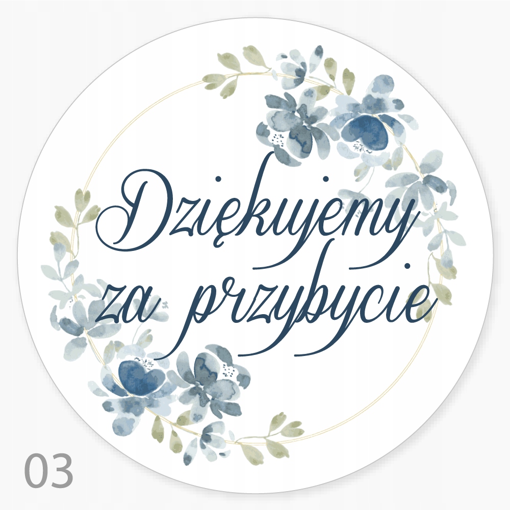 

Naklejki Dziękujemy Przybycie Ślub Komunia 24 szt