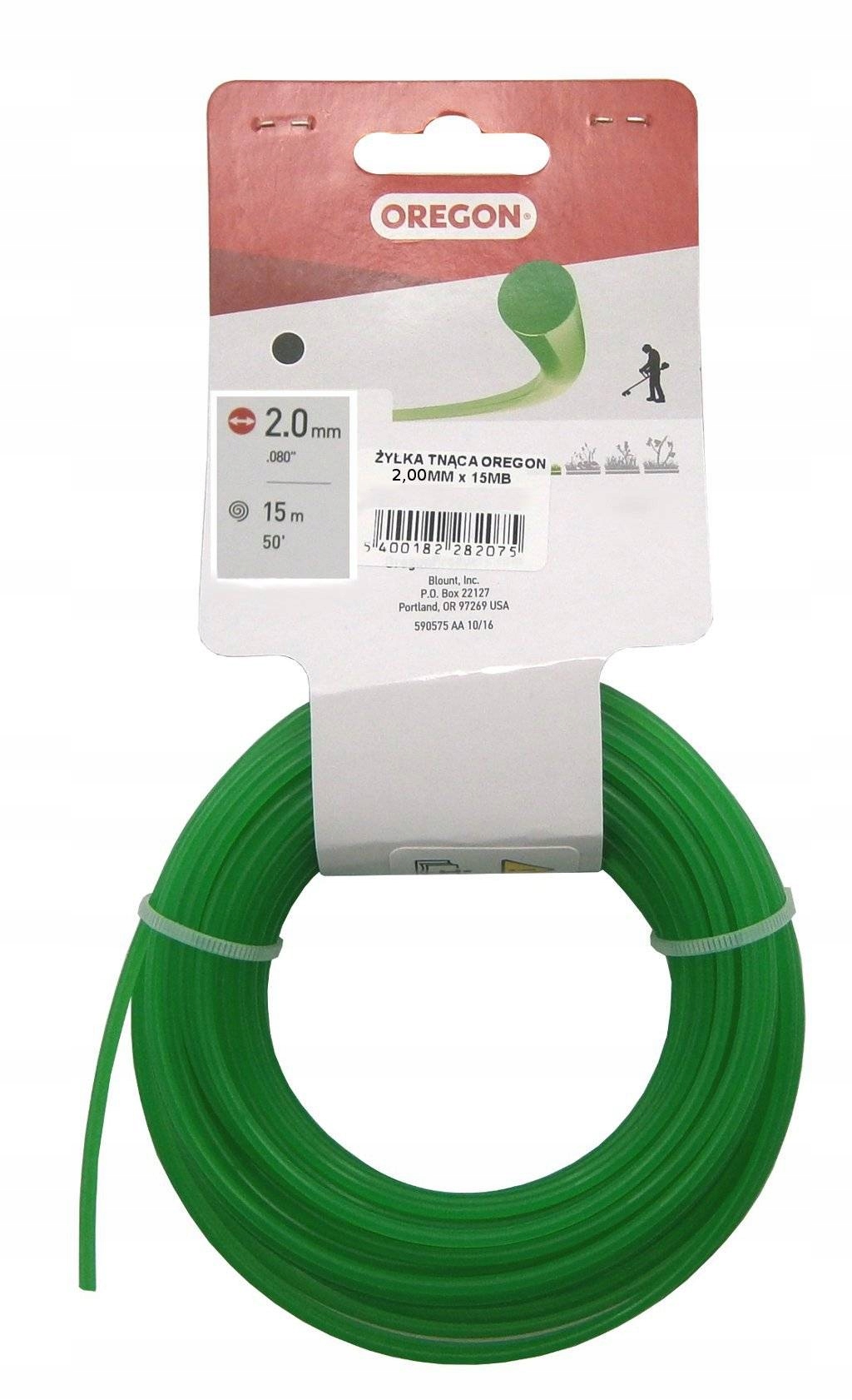 ŻYŁKA TNĄCA OREGON 2,0MM x 15MB ETYKIETA OKRĄGŁA