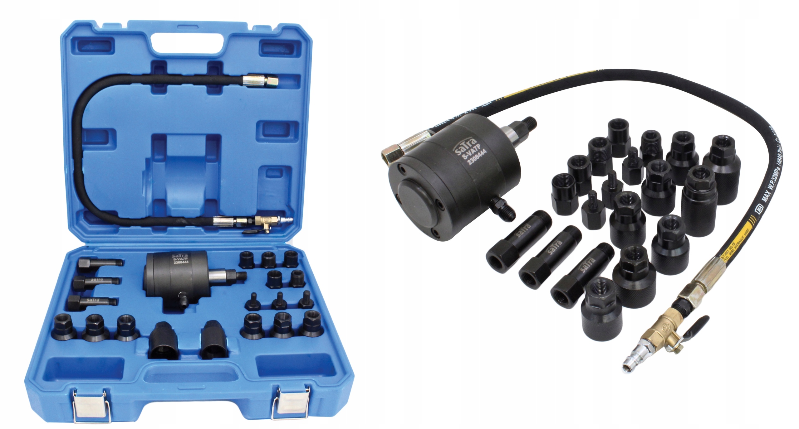 Pneumatický sťahovák vstrekovačov Satra s 19 adaptérmi S-VA7P