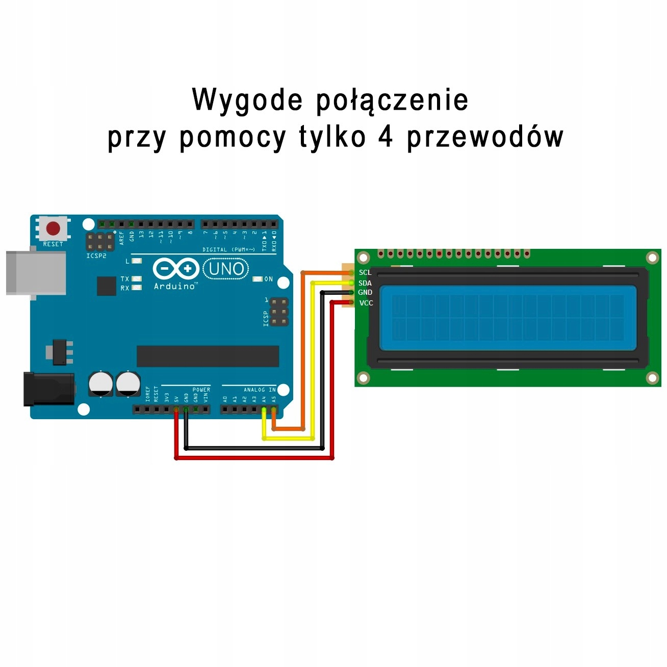 Wyświetlacz LCD1602 niebieski 2x16 + konwerter I2C HD44780 Producent Elektroweb