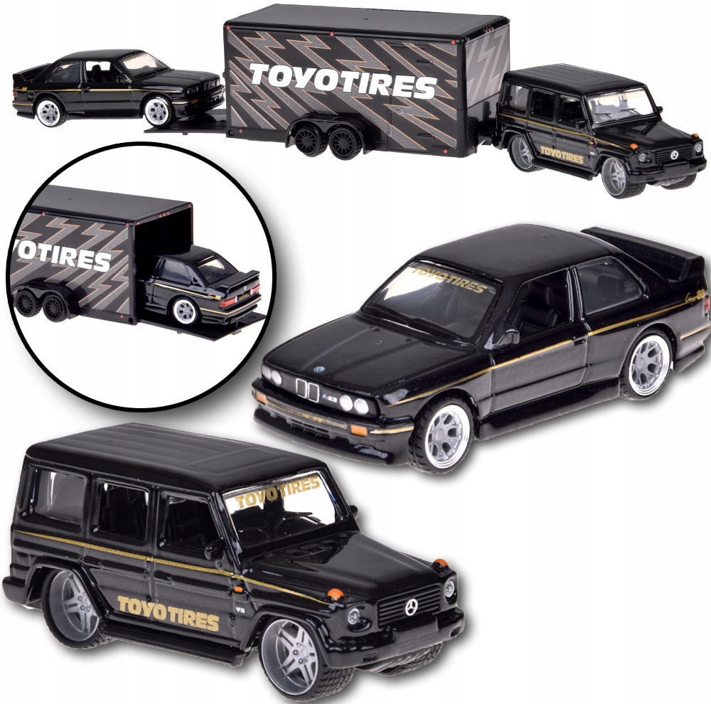 Autko Sportowe Samochód Mercedes G Bmw M3 Przyczepa Zestaw Dla Dzieci 1:64
