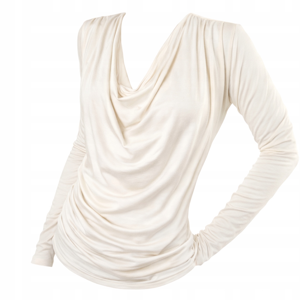 bluzka z dekoltem woda lejący ecru bluzka Szyta w Polsce Diana 1699 XL
