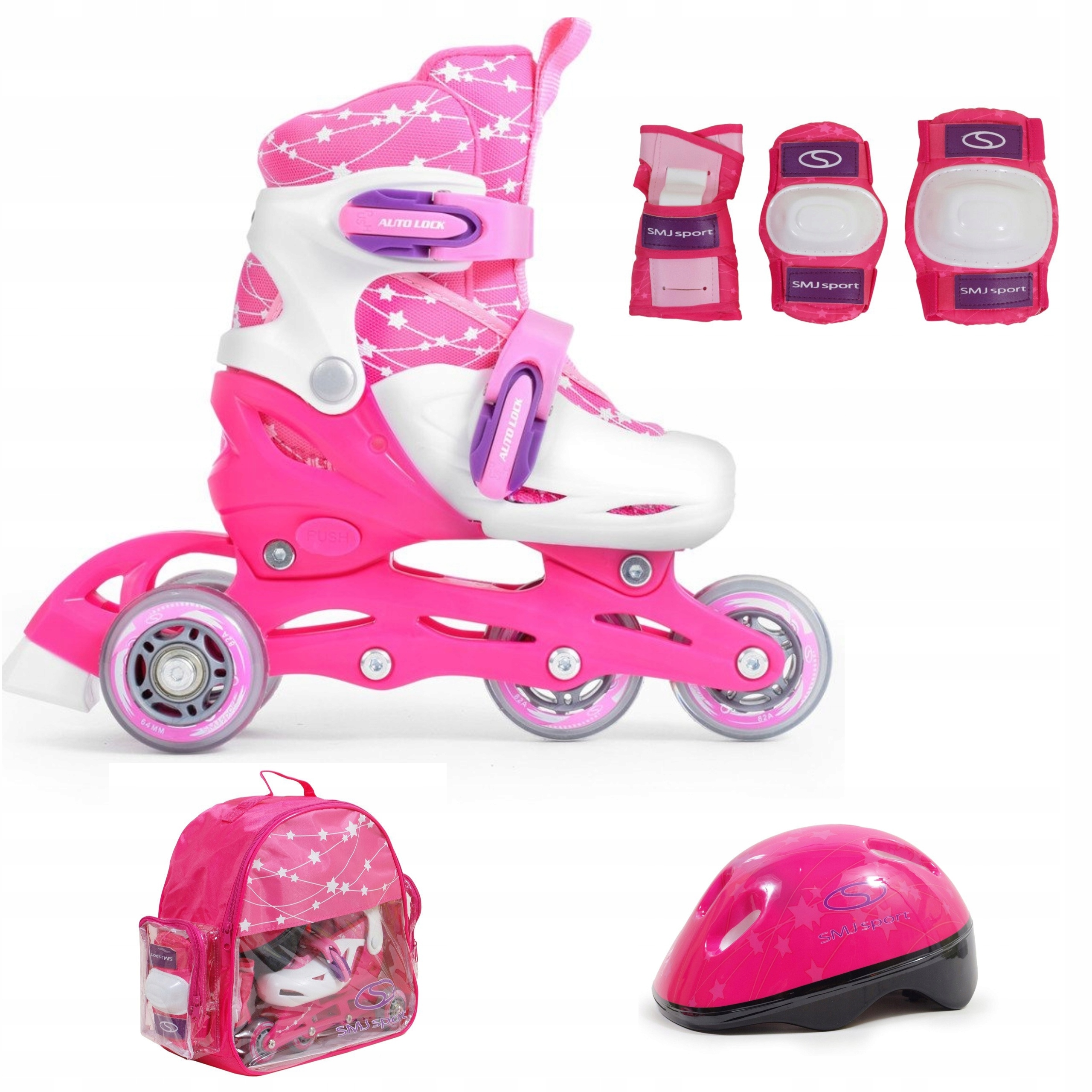 Sada pro dítě Smj Sport Led kolečkové brusle růžové 26-29 Helma