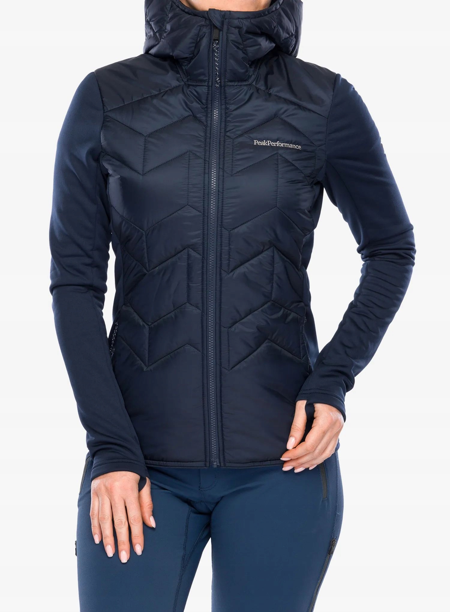 Dámská hybridní bunda Peak Performance Elevate Liner Hybrid Hood modrá S