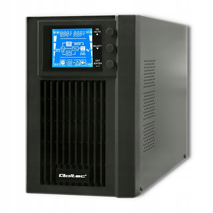 Qoltec Ups On-line 1 kVA 800 W s čistou sinusovou vlnou, LCD displejem a Usb