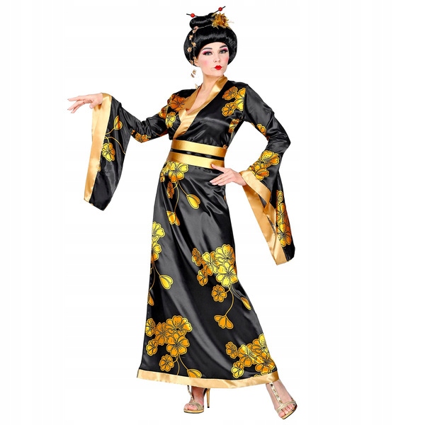 Kostým Gejša Geisha Černo-zlatý S