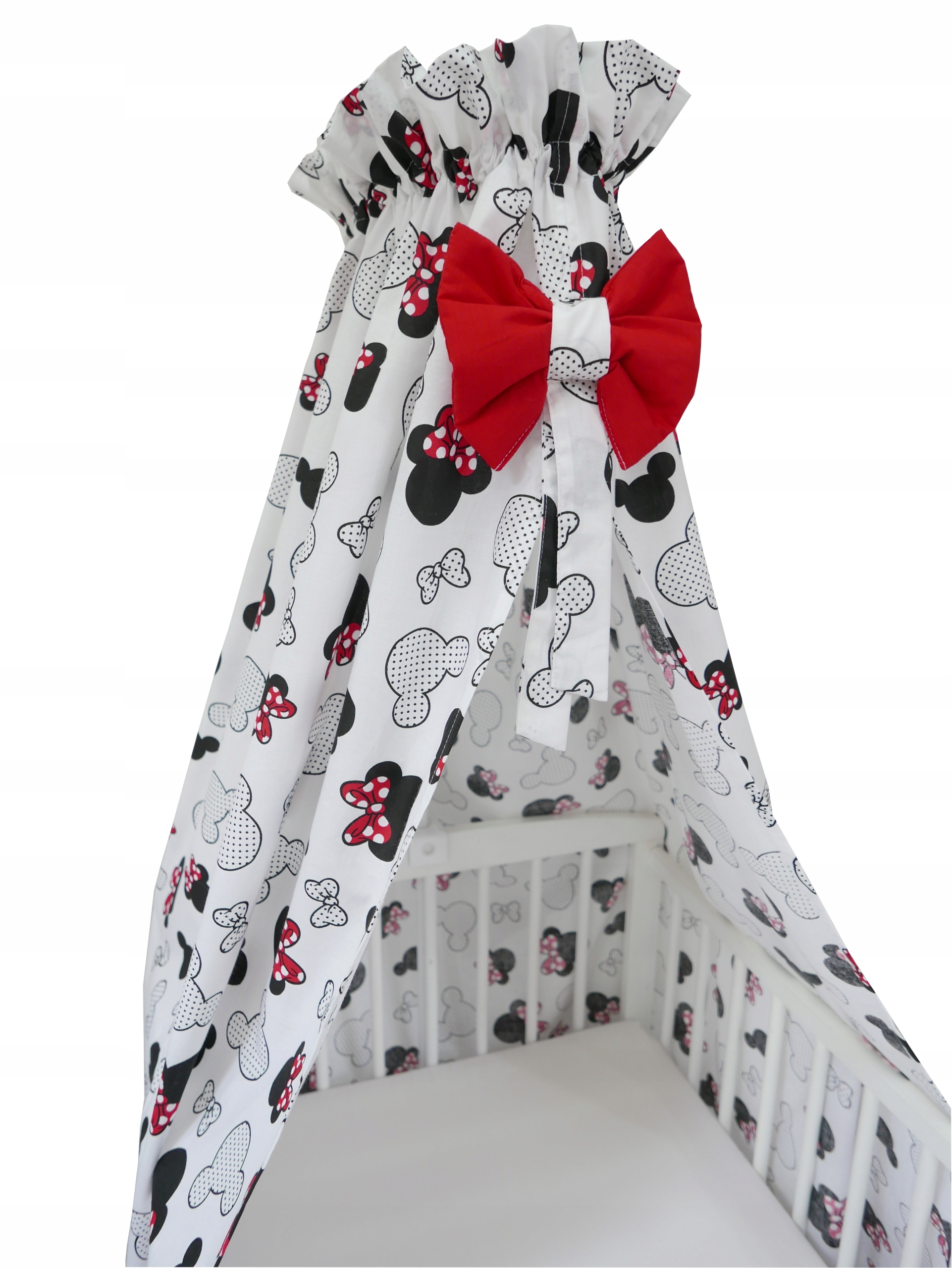 

baldachim do łóżeczka bawełna Myszka Czerwona Kc