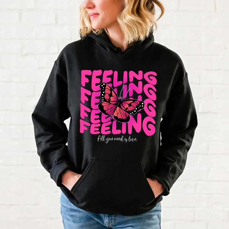 Černá mikina s kapucí Dámská All You Need Is Love Motivační Wz Vel L