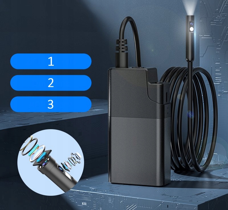KAMERA ENDOSKOP DO INSPEKCYJI RUR 5M PRZEWÓD 8 LED DUAL 5.5mm iOS Android Kod producenta W500