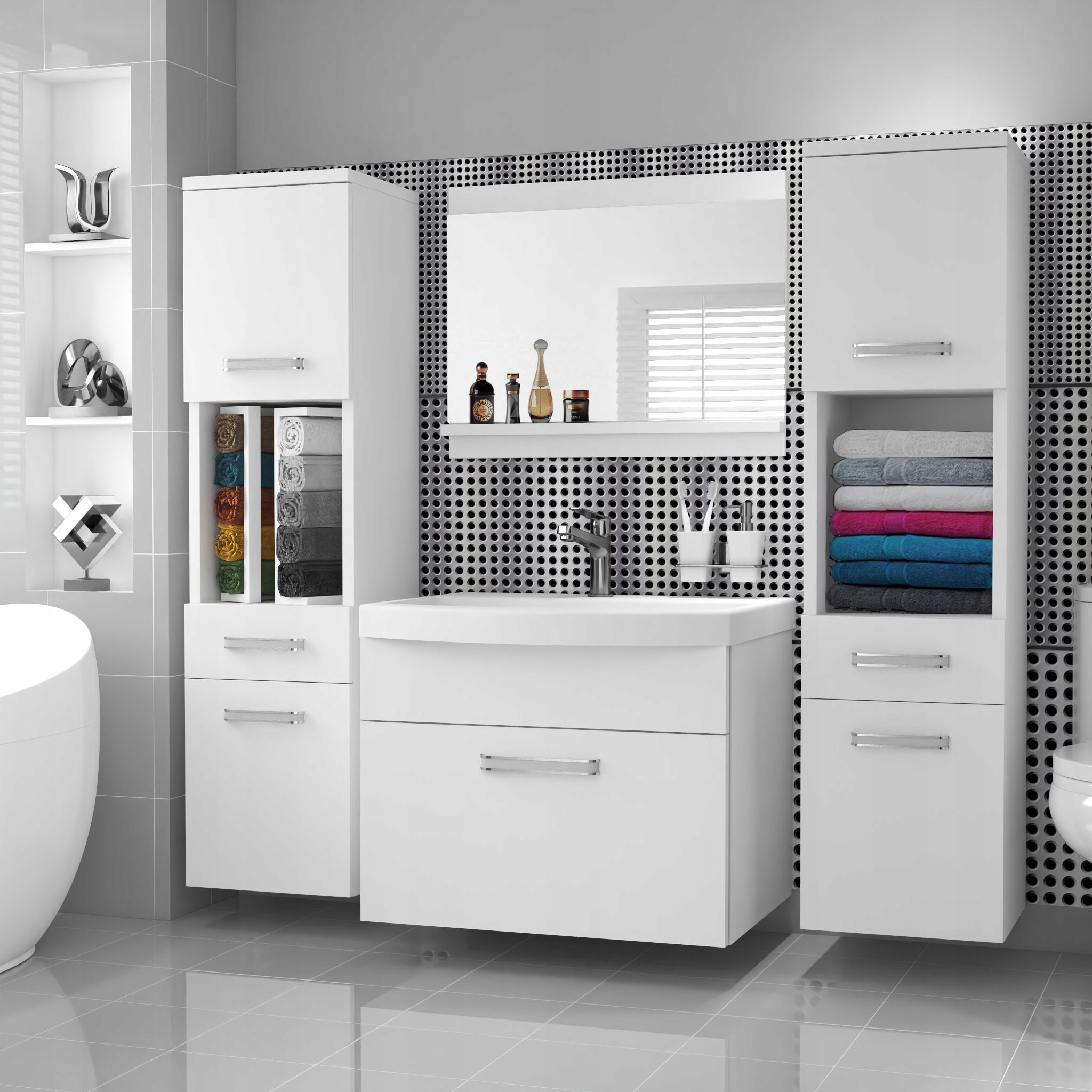 Meble łazienkowe z LUSTREM z UMYWALKĄ Kolor mebla odcienie szarości