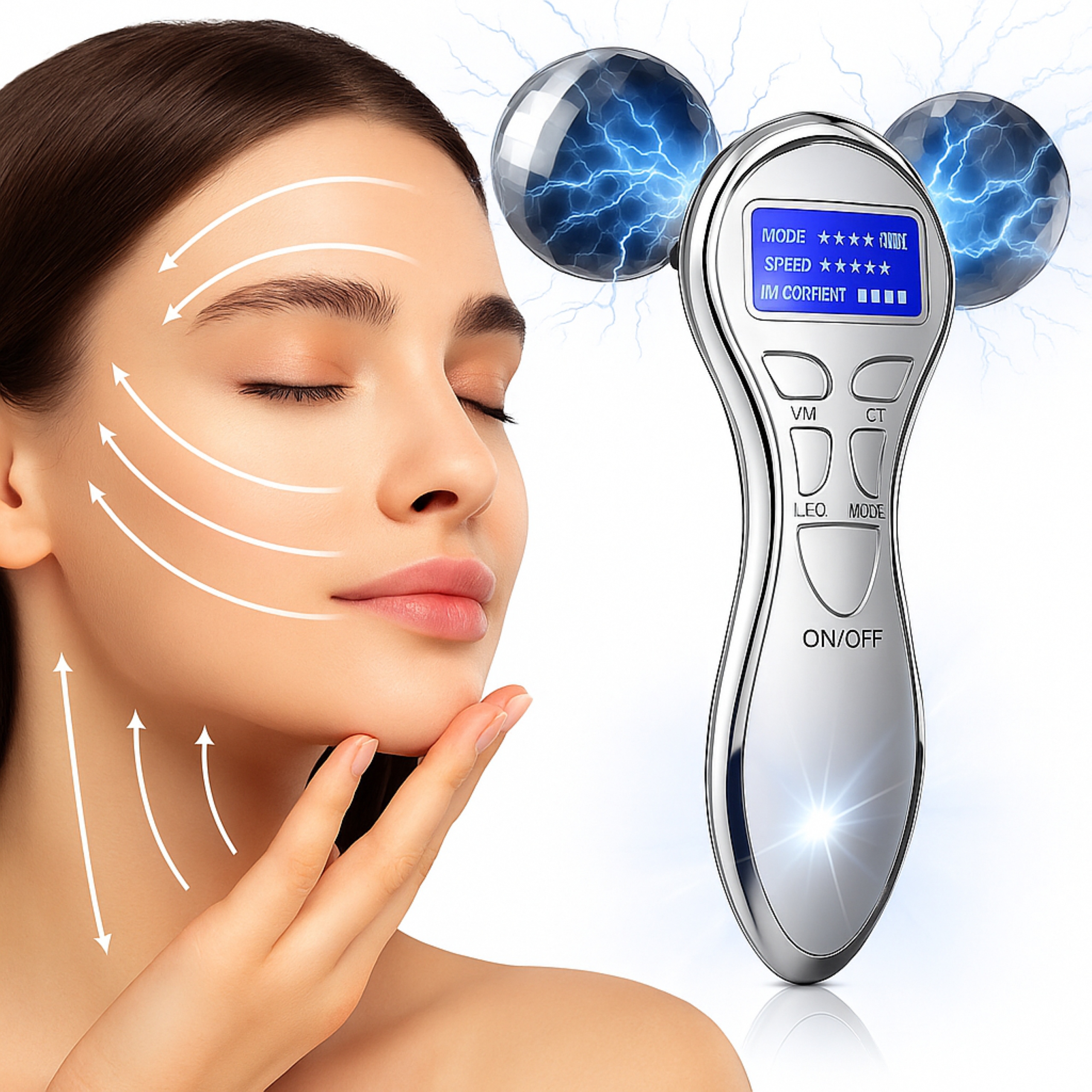 Masażer twarzy Kulowy 4D do masażu ciała Bezprzewodowy z wibracją Ems Led