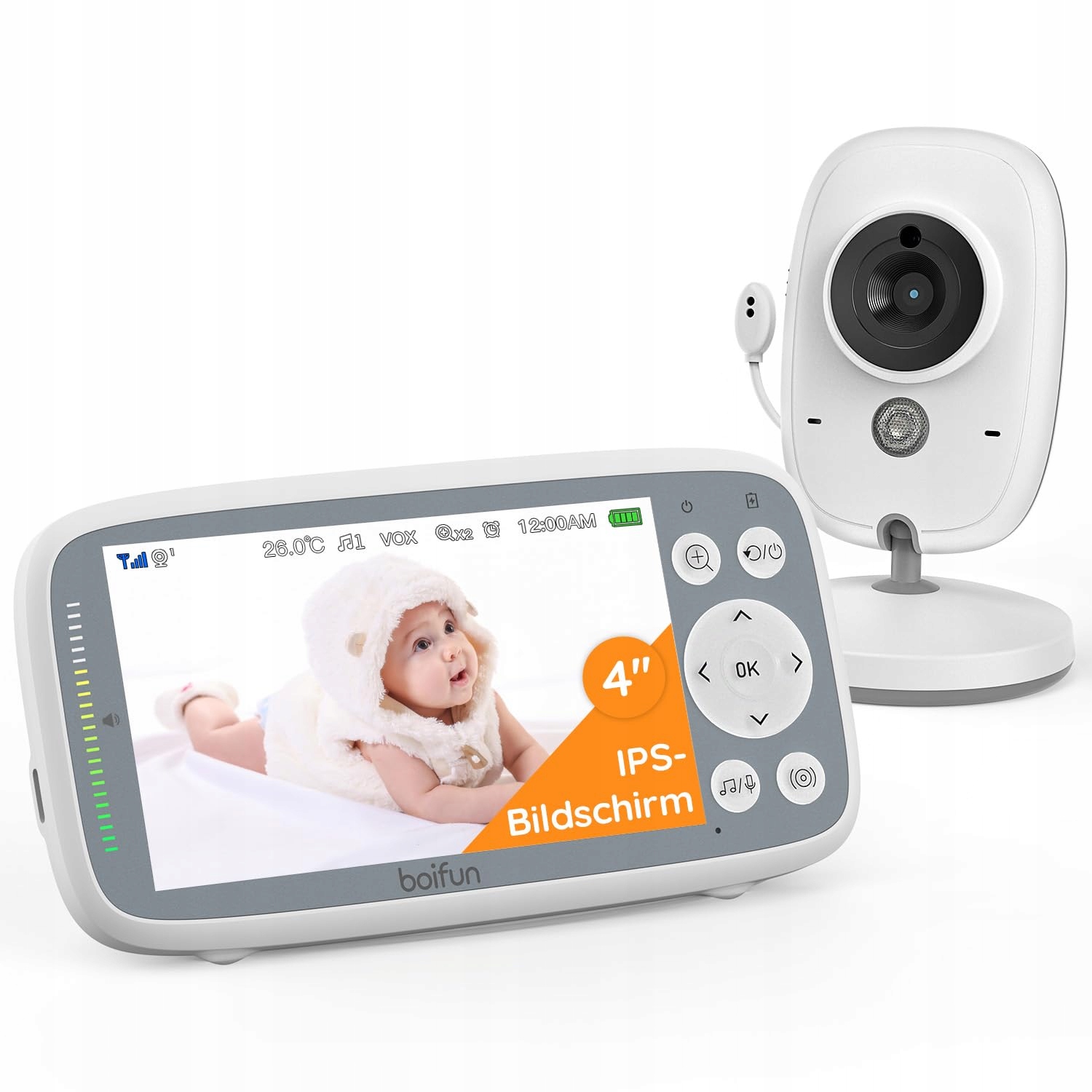 BOIFUN Babyfon Kamera VOX Nocna Wizja Monitor 4" IPS Audio 2024 — miniatura 2