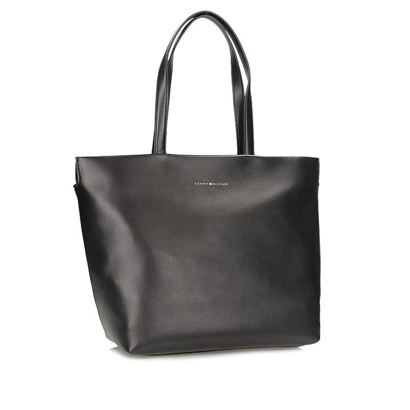 Černá shopper kabelka Tommy Hilfiger AW0AW17693 Bds Th Logotape Tote