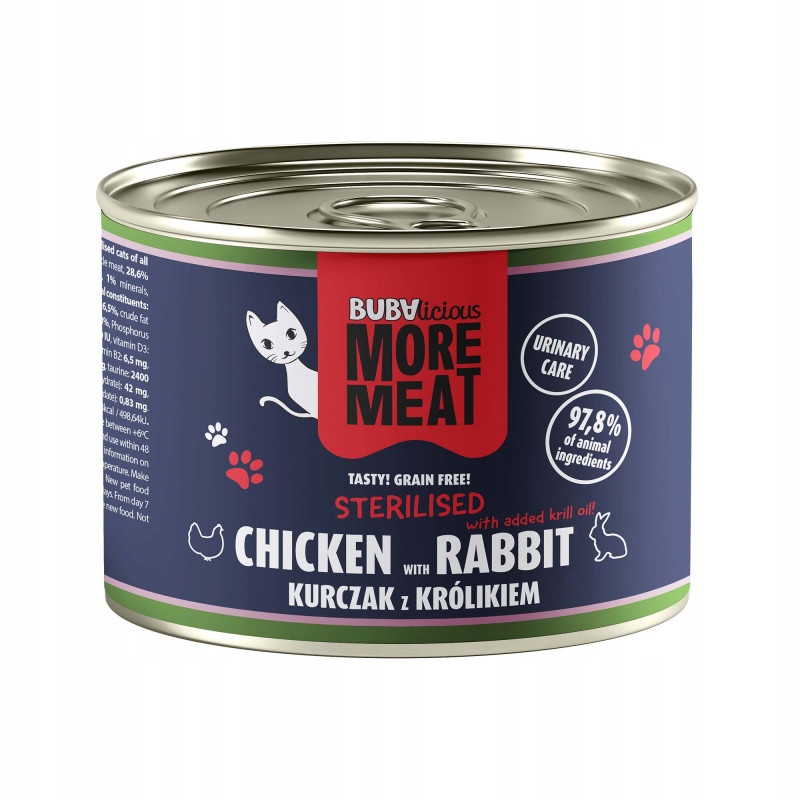 Levně 7x Buba More Meat Kočka Sterilised kuřecí krolík 185 g