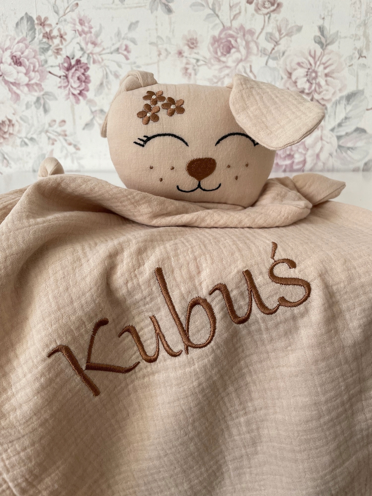 Muślinowa przytulanka króliczek z personalizacją