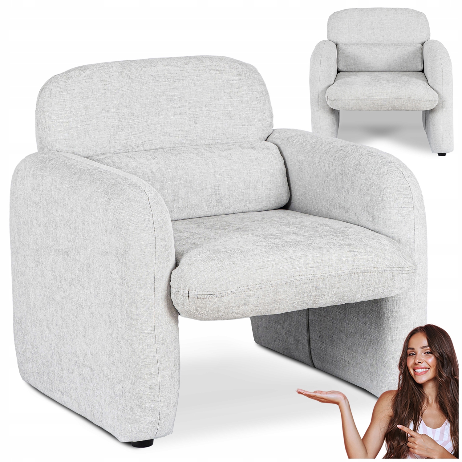 Sedací souprava na kelímky s čalouněním pro toaletní stolek, šedá, Togo