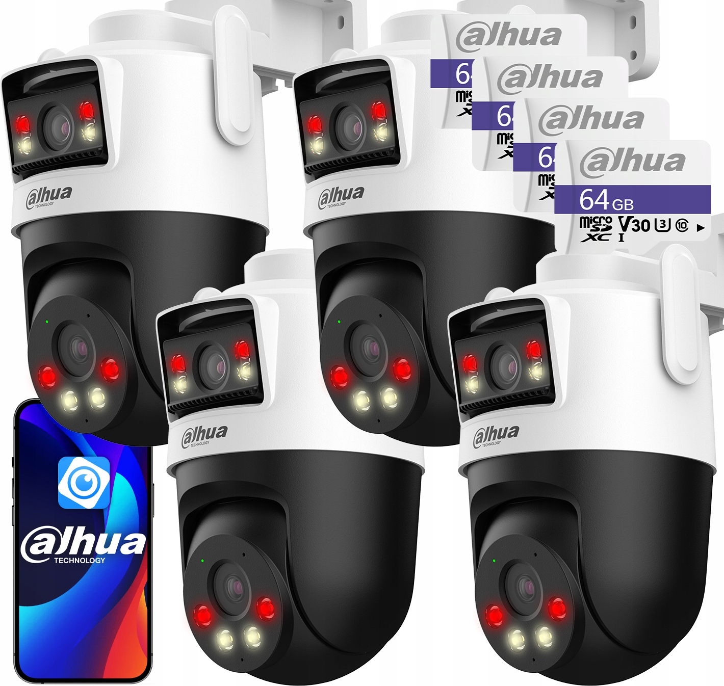4x otočná kamera WiFi 6Mpx Dual Lens 3MP 3MP Dahua P3D-3F-PV Dahua 64GB