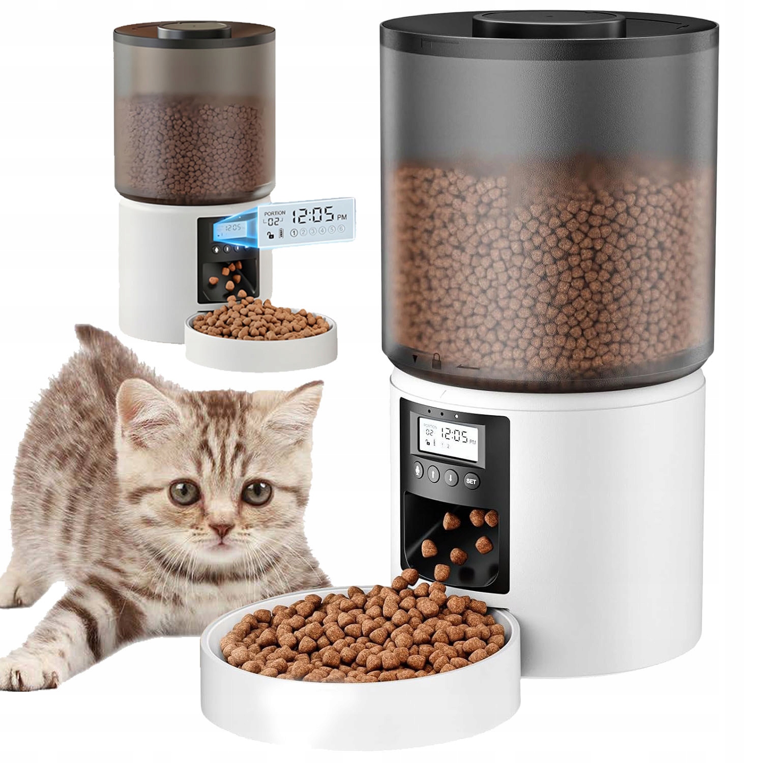 Levně Automatický Podavač Krmiva Funkce Nahrávání 10S Pro Psy, Bílý, 4L