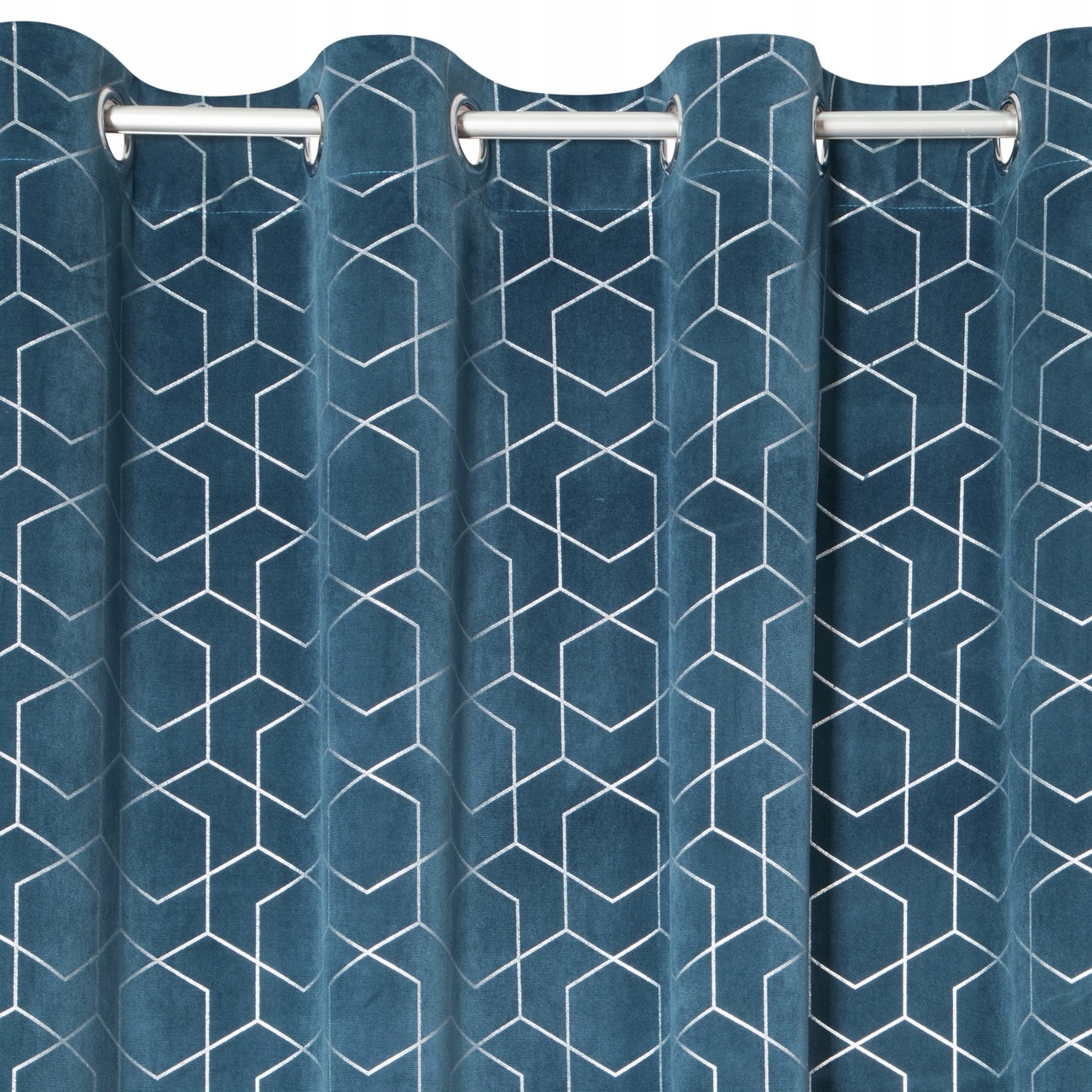 

Granatowa Zasłona Velvet Srebrny Wzór 140X250