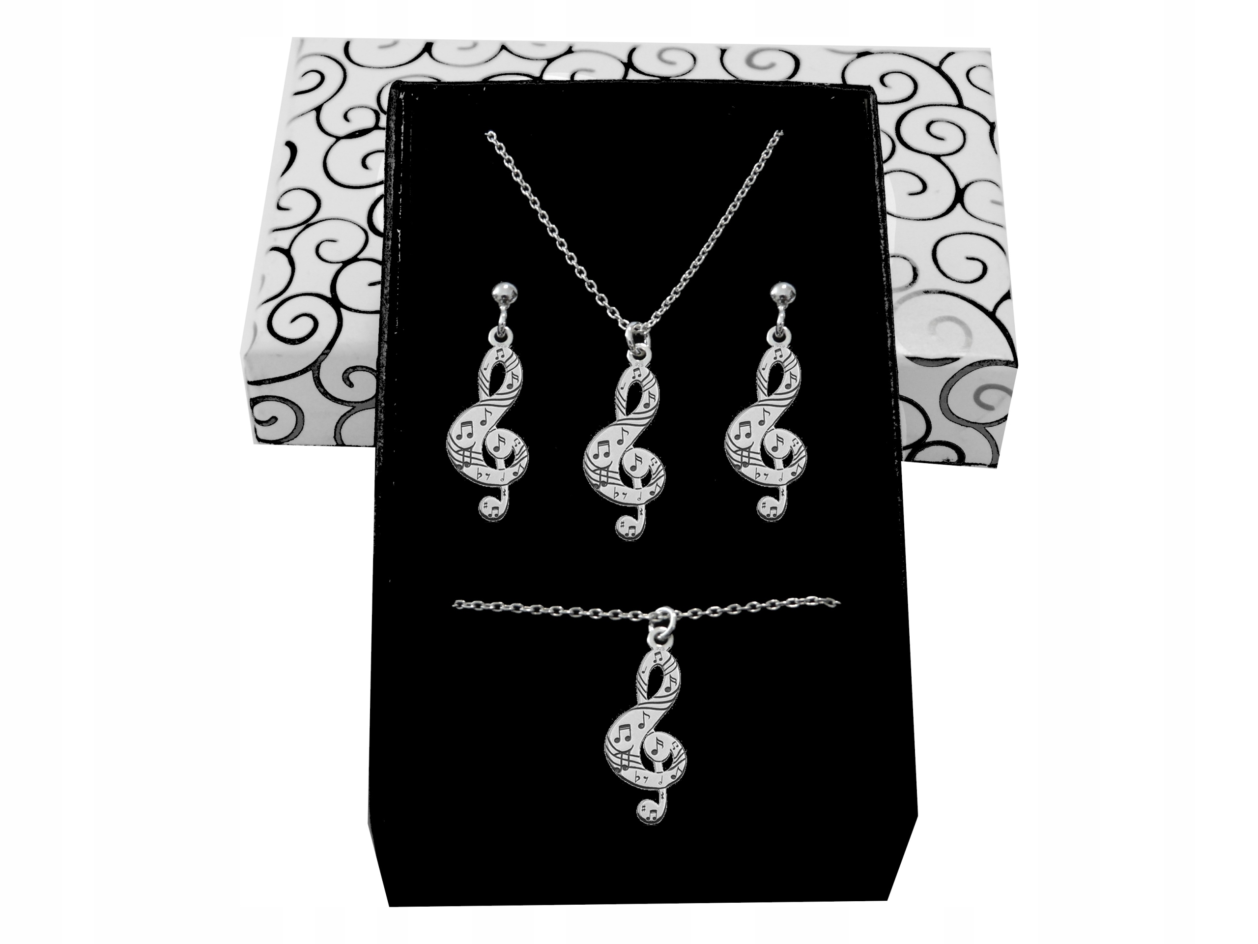 

Srebrny Komplet Klucz Wiolinowy Nutka srebro 925