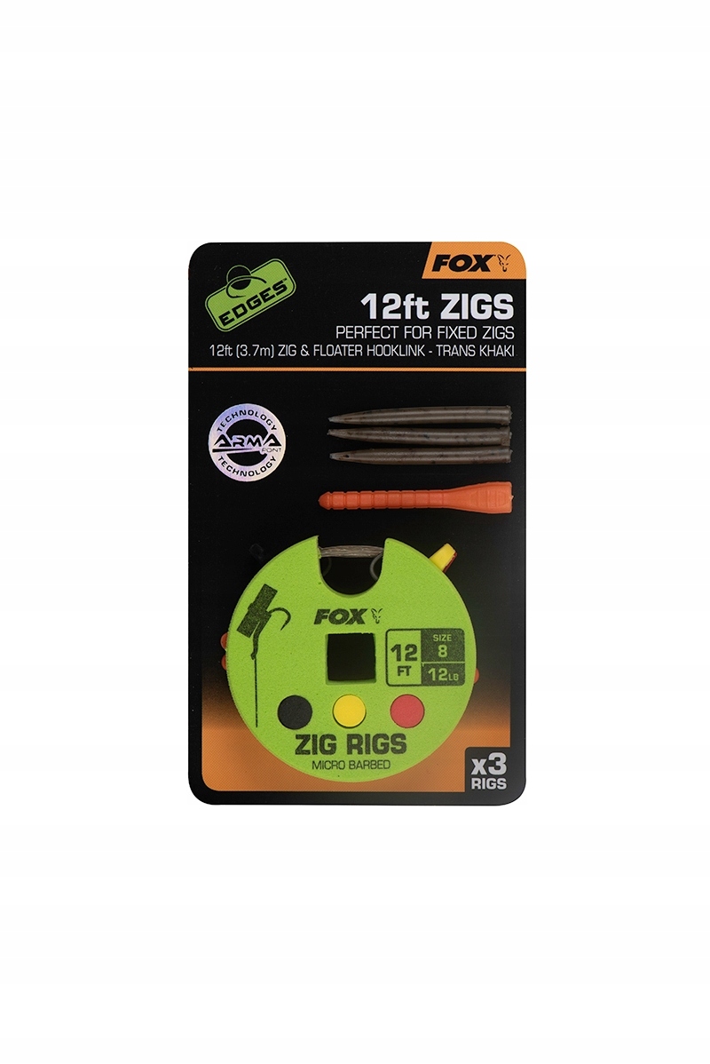 Fox Przypon Edges Zig Rig Trans Khak 3,7m 12lb Nr8