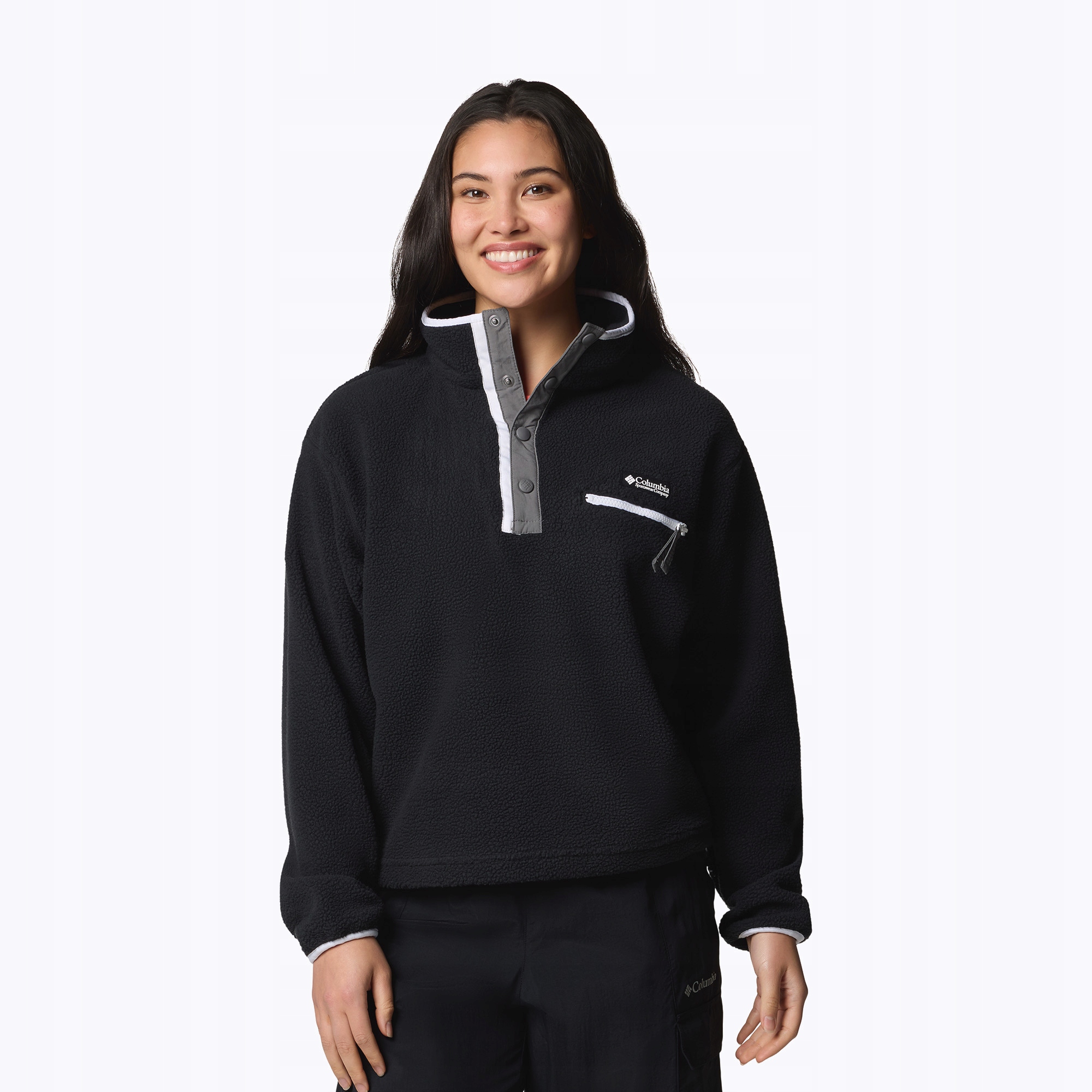 Bluza polarowa damska Columbia Helvetia II Cropped Half Snap Fleece black X