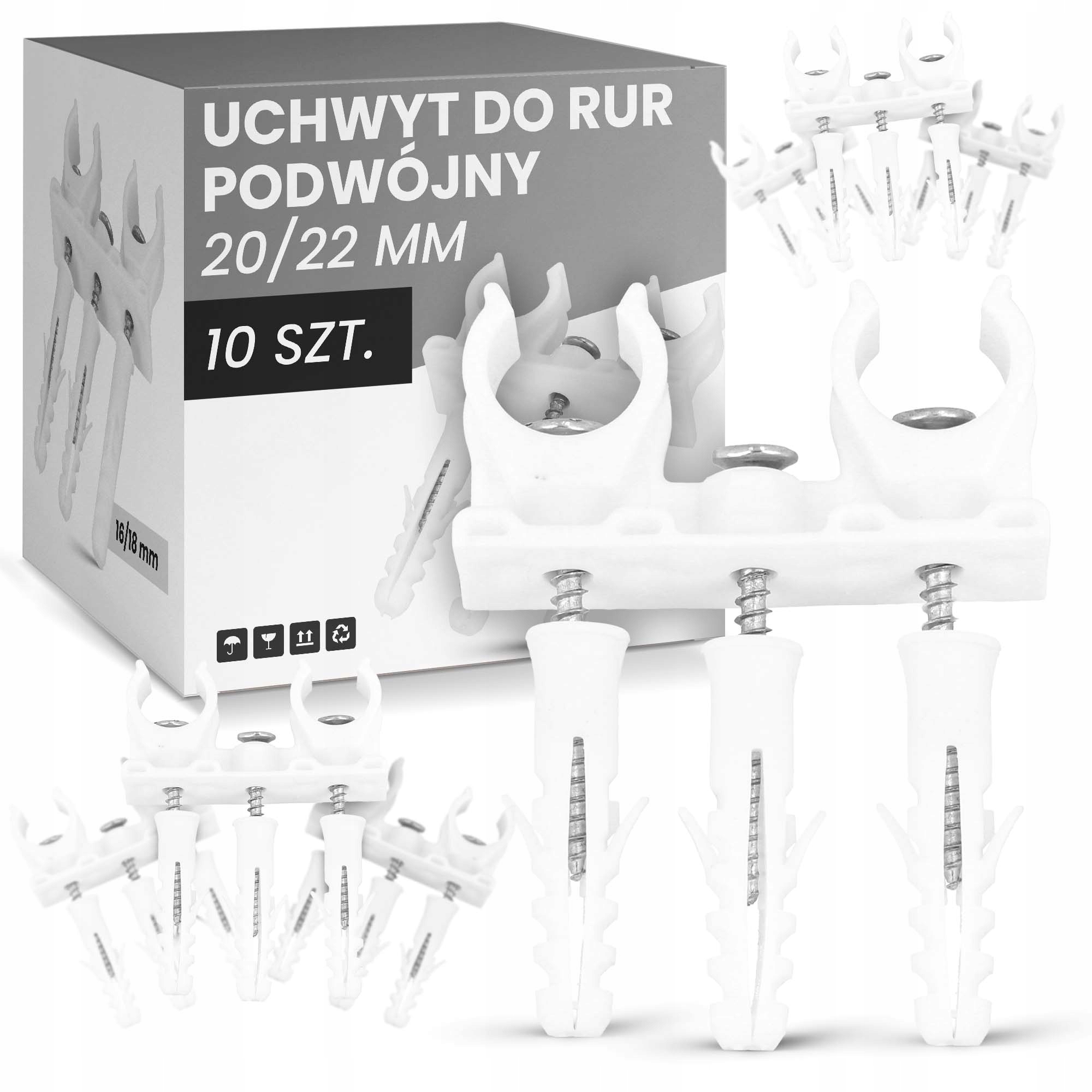 

Uchwyt Rury Pex Miedzianej Podwójny 20-22mm 10 szt