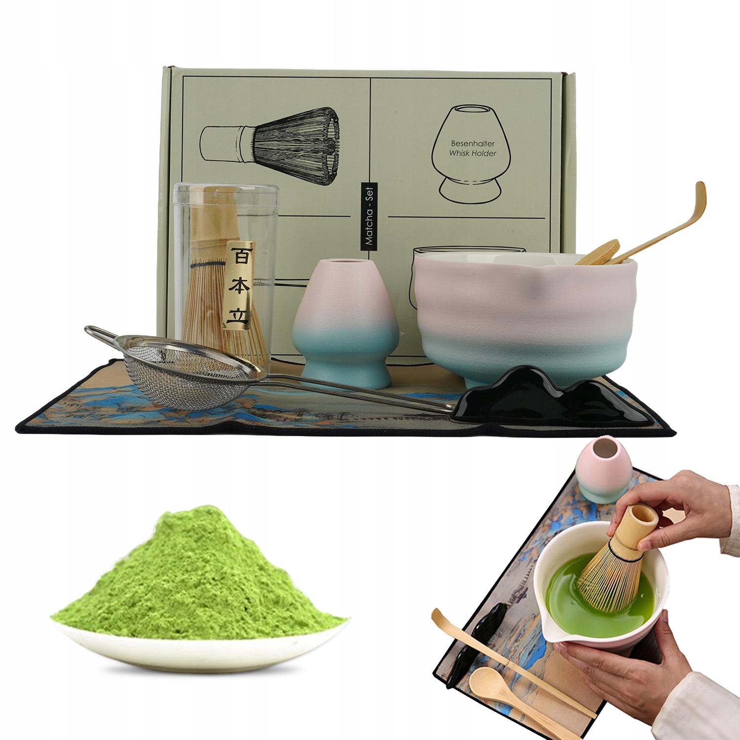 Dárková Sada Pro Matchu 8KS: Šlehací Metla Lžíce Chashaku Sada Start