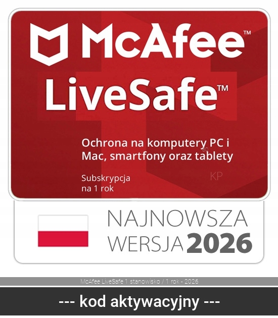 McAfee Antywirus McAfee Live Safe 2026 1 st. / 12 miesięcy ESD