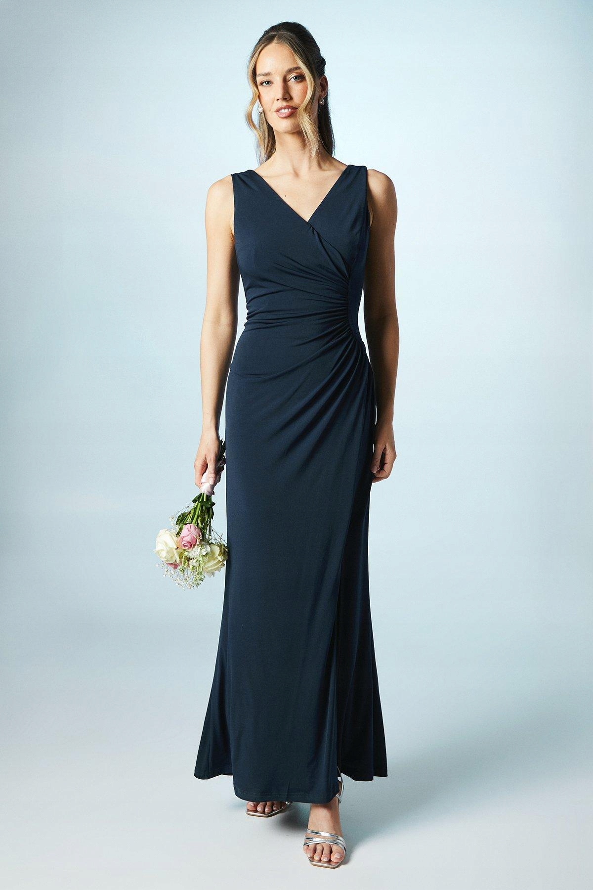 IC35112 Coast Tmavě Modrá Šaty Maxi S Volánky Na Svatební Hostina (39) M