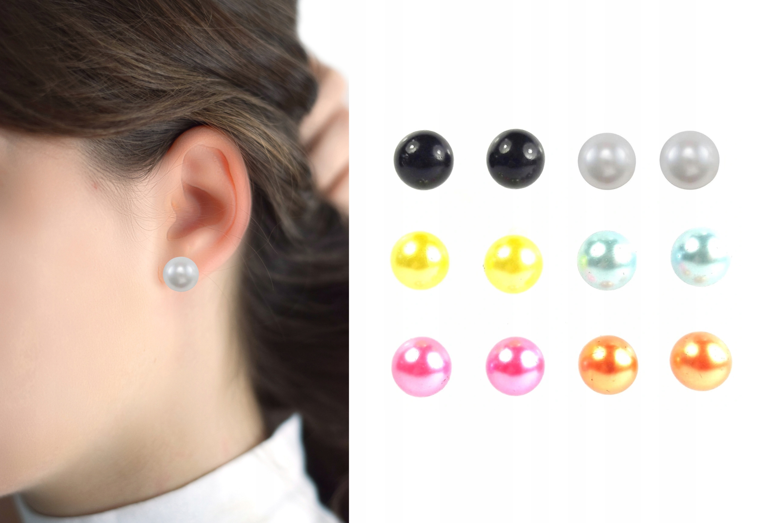 

Kolczyki perełki 10mm 6 par zestaw