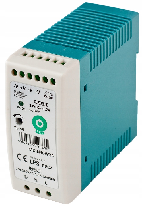 

Zasilacz na szynę Din MDIN40W24 24V 1,7A 40W Pos