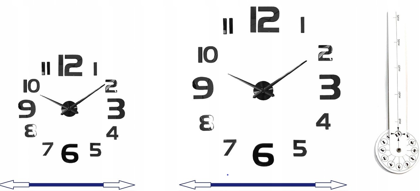 ZEGAR 3D ŚCXIENNY NAKLEJANY NOWOCZESNY LUSTRO XXL Kod producenta zegar ścienny diy