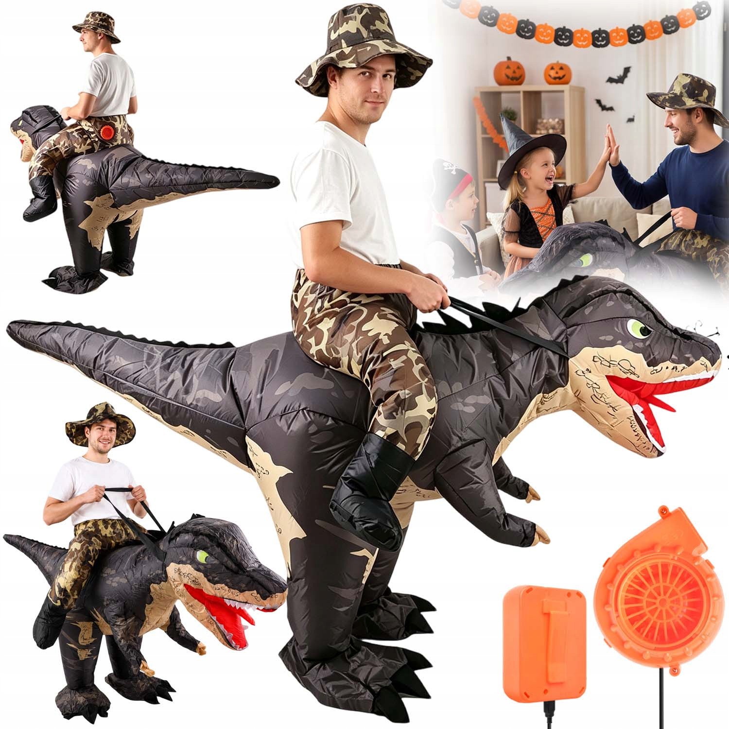 Nafukovací Kostým Dinosaurus T-rex Převlek Kostým Halloween 150-190 CM