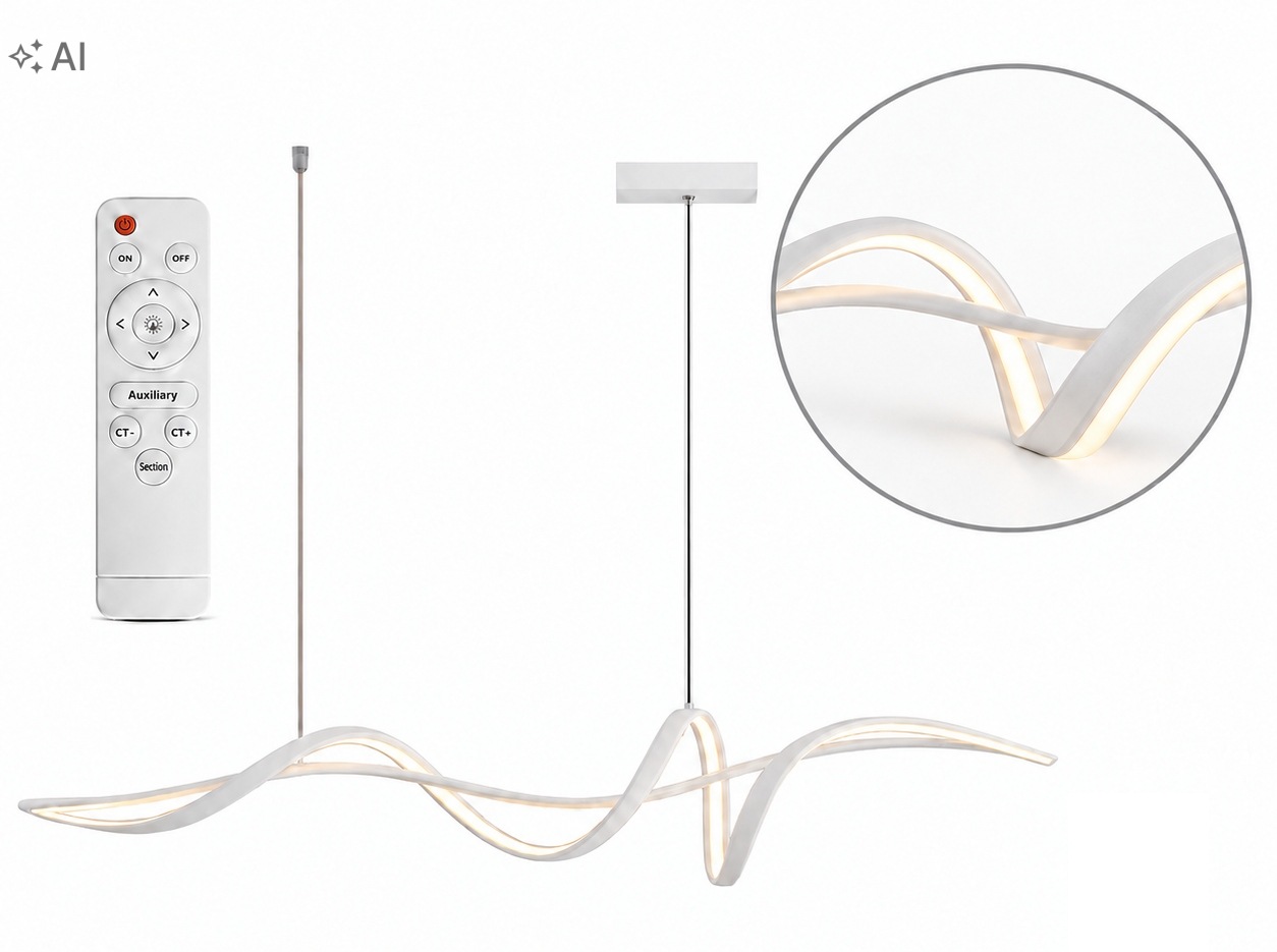 Lampa Led Sufitowa Nad Stół Biała Plecionka 140CM 44W Pilot Darmat Light