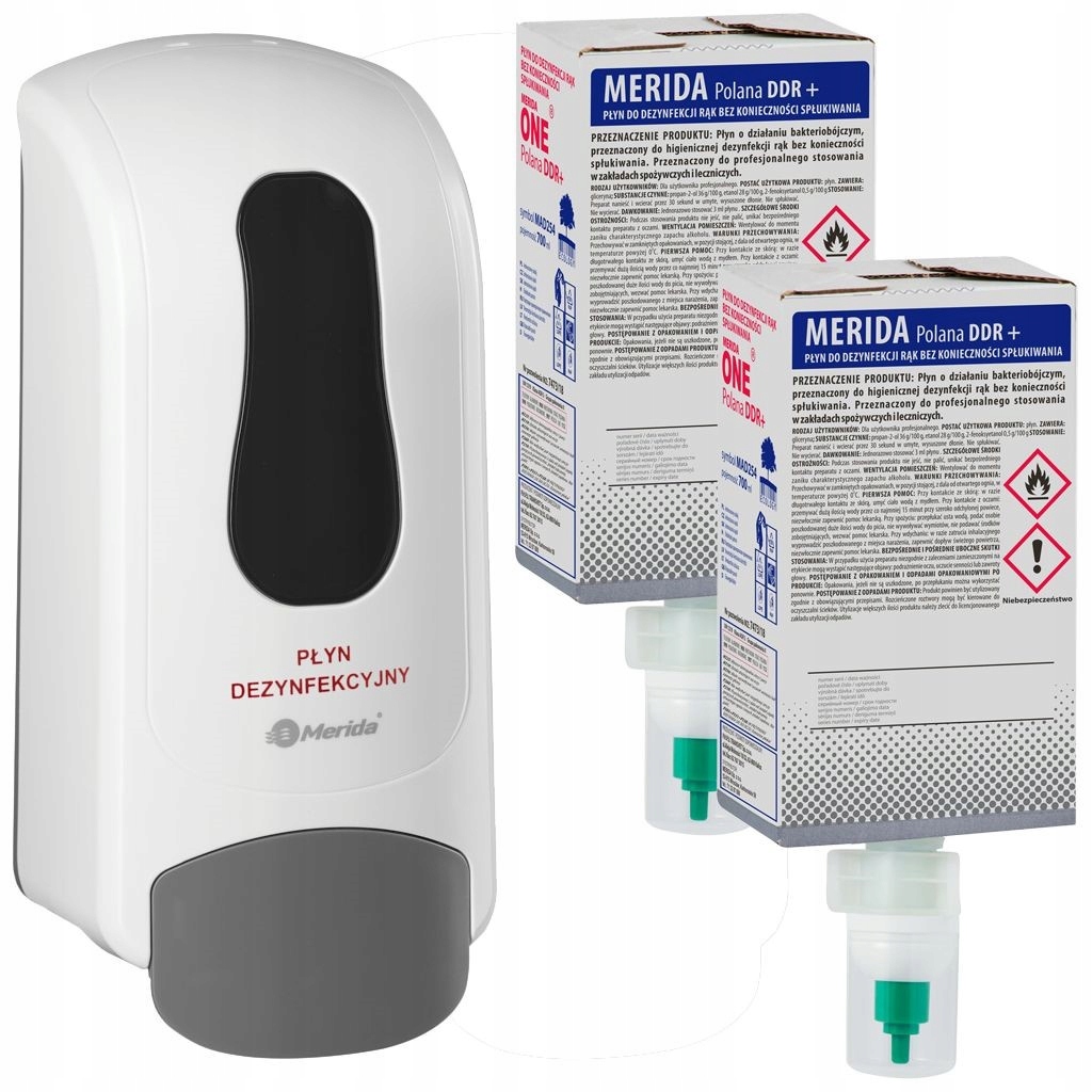 Zestaw do dezynfekcji rąk Dozownik Merida One biały 2x wkład *MAD254