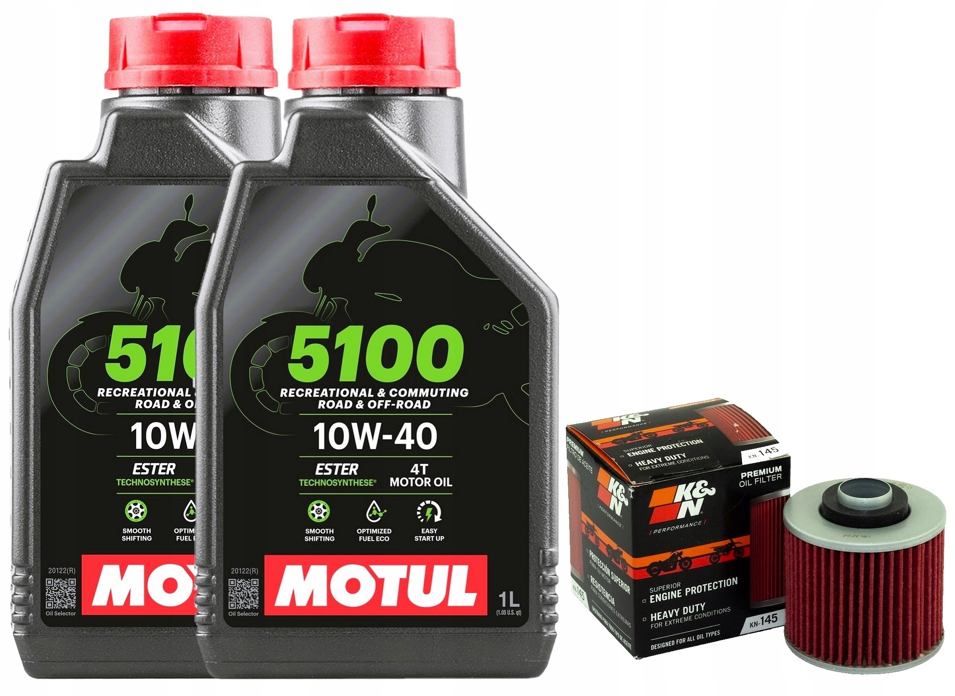 Olej Motul 5100 10W40 2L. Filtr KN-145, Yamaha SR500, 92-00r.