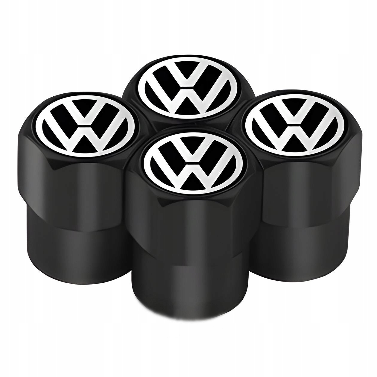 SOLIDNE NAKRĘTKI NA WENTYLE METALOWE KAPTURKI VOLKSWAGEN 4 SZTUKI CZARNE