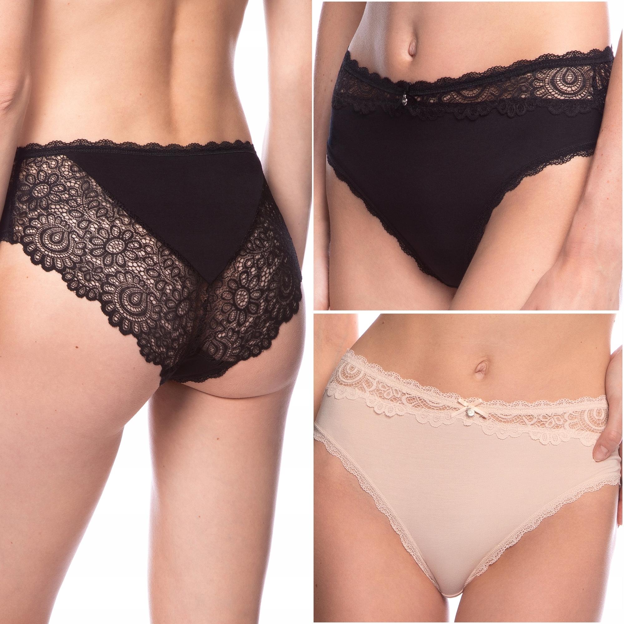 Kalhotky Dámské Lama 1563BI modalové kalhotky s Krajkou bikiny 2-PAK XXL