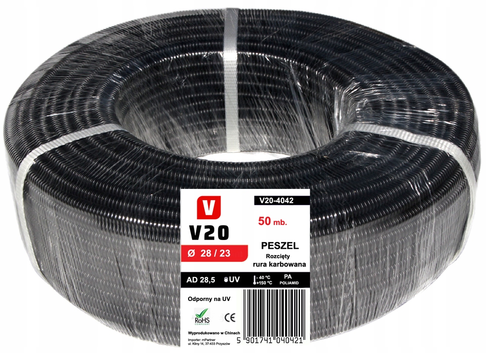 Elektroinstalační Trubka Automobilový Pešel V20 Trubka Vroubkovaná 28/23 mm 50 m řezaný