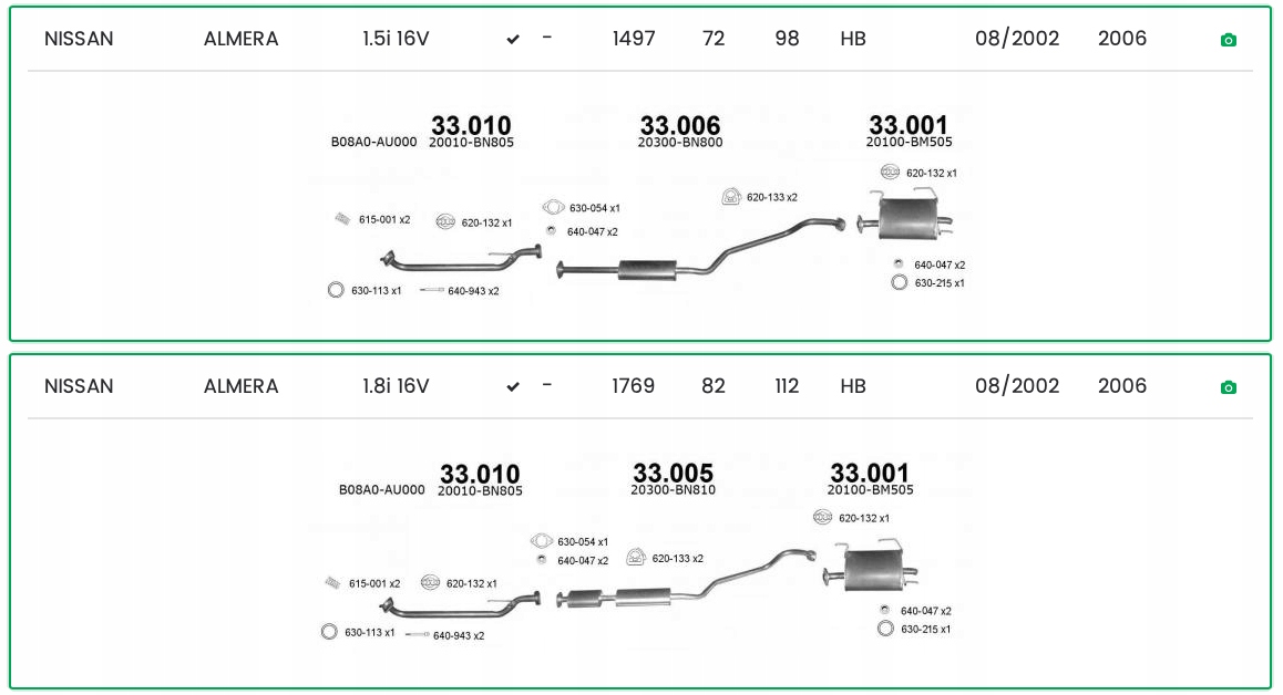 RURA WYDECHOWA _ IZAWIT 33.010 _ NISSAN ALMERA II Numer katalogowy części 33.010