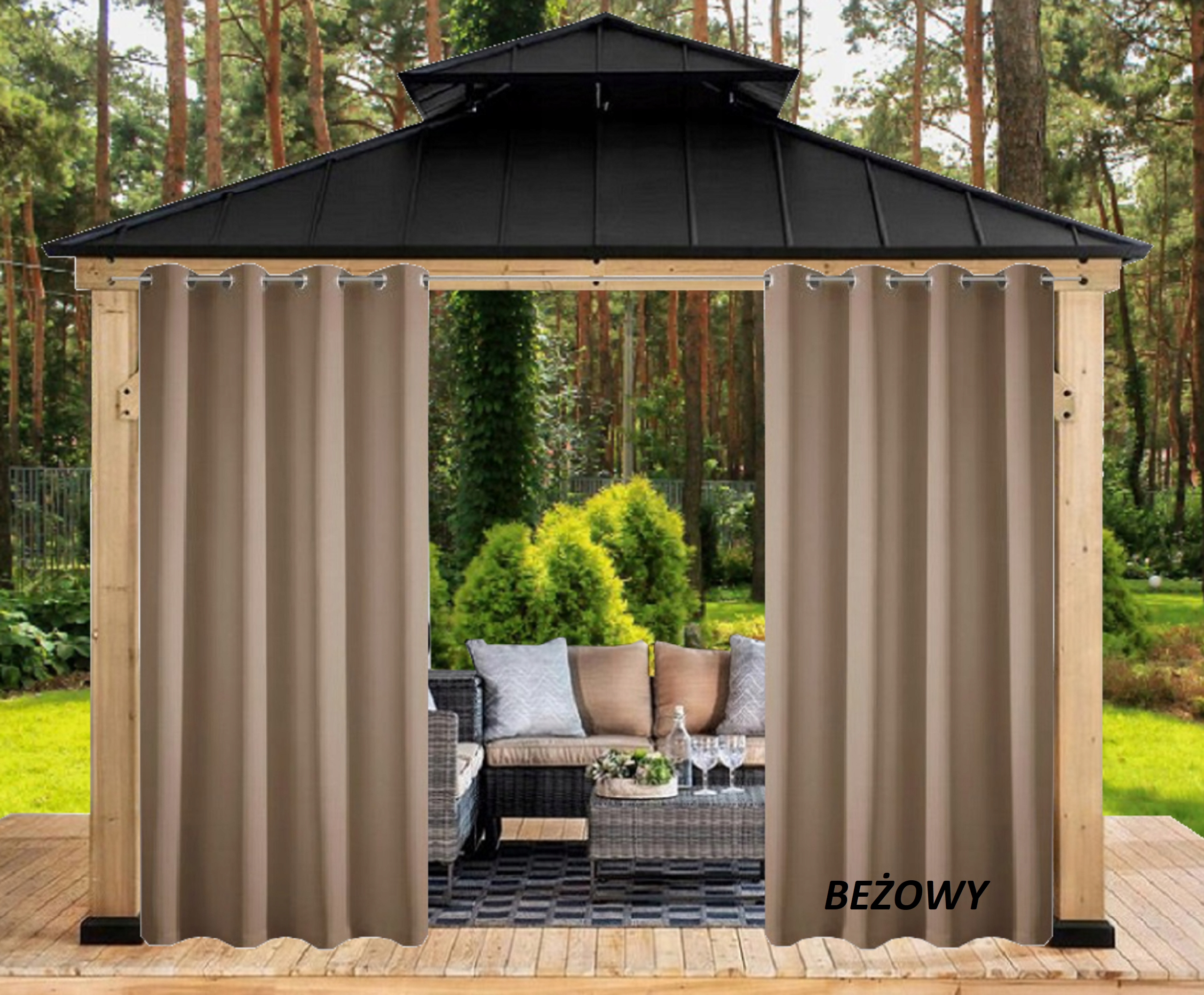 ZASŁONA OGRODOWA 180x155 WODOODPORNE ZASŁONY OGRODOWE NA PRZELOTKACH KÓŁKA Długość 1.8 m