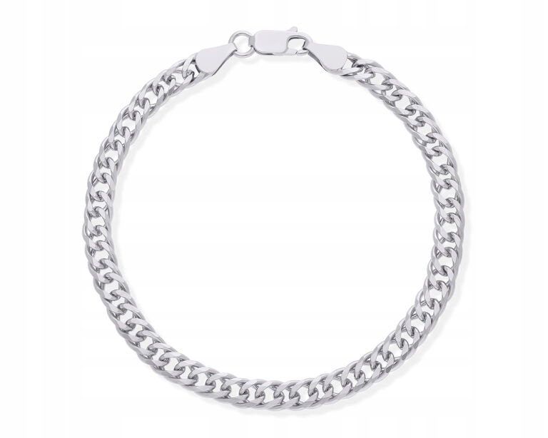 Pánský Náramek Stříbrný 925 Široká silná vazba Rombo Plná délka 20 cm