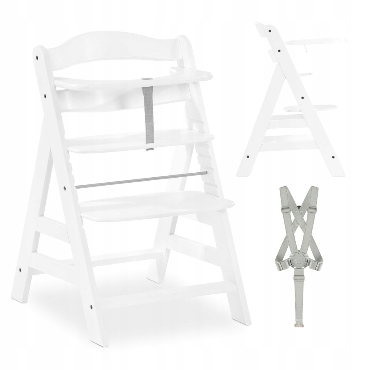 Krzesełko Do Karmienia Hauck Alpha+ Drewniane Białe Ergonomiczne