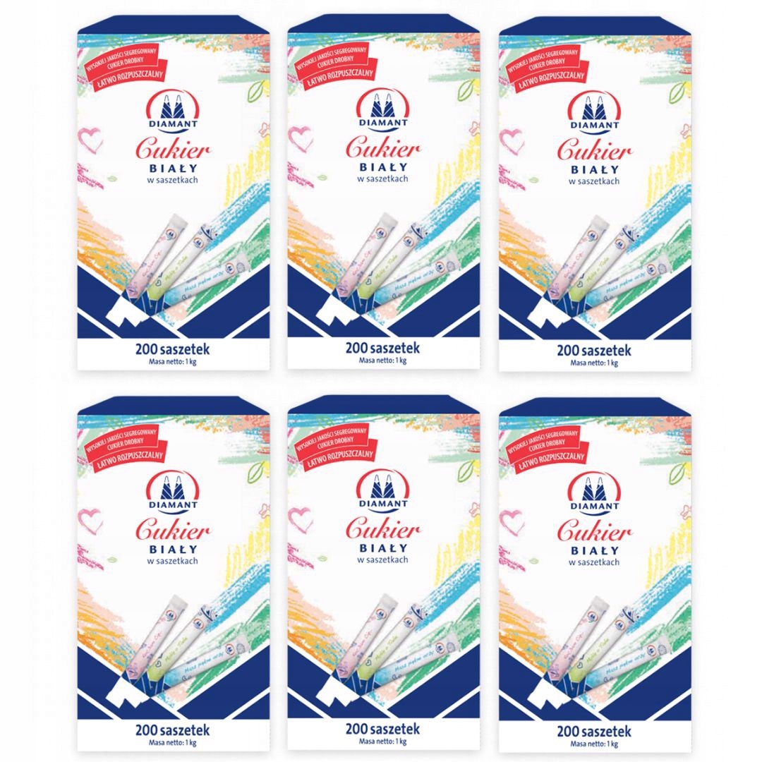 Levně Diamant bílý Cukr v sáčcích 1 kg (200 kusů x 6 kusů