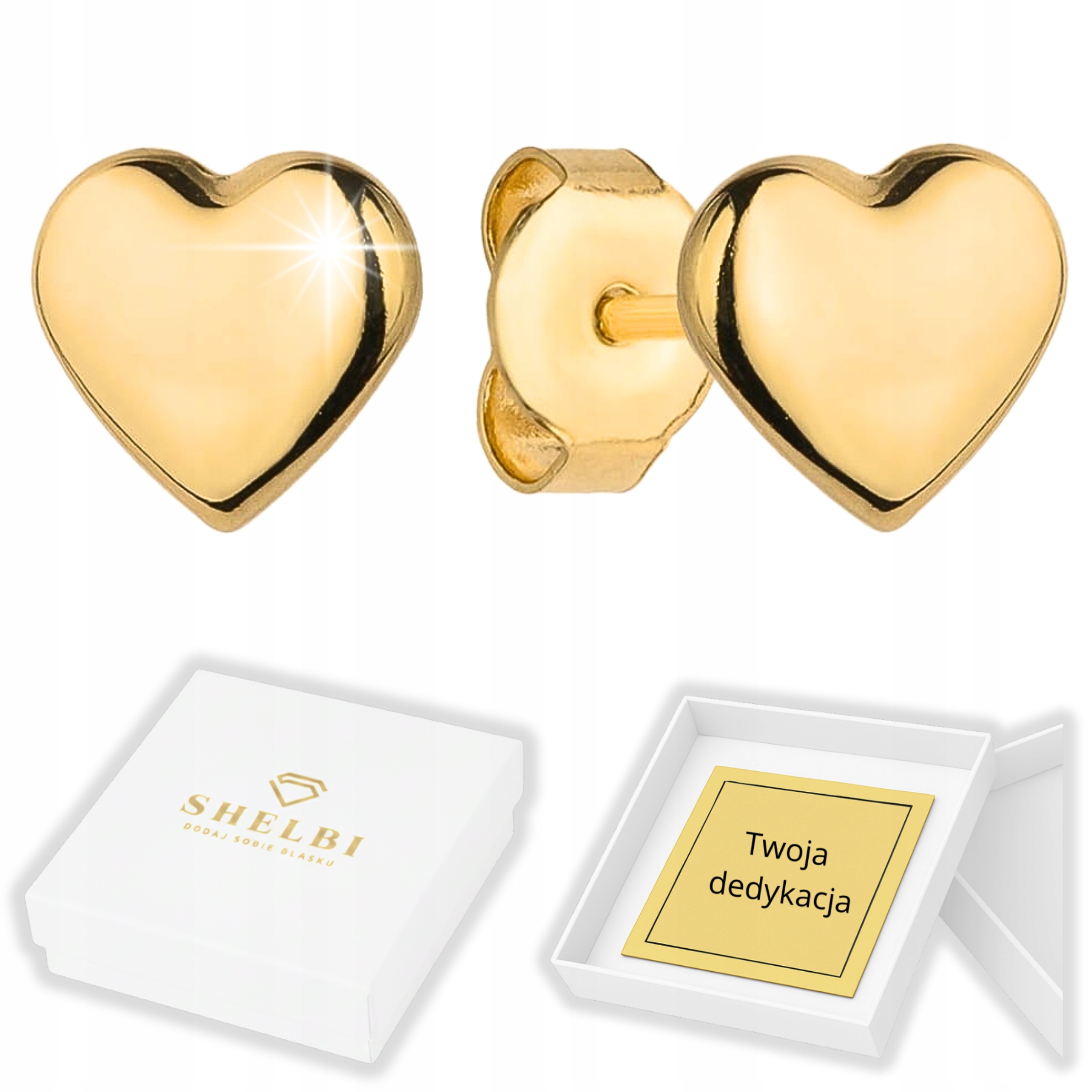 Kolczyki Złote Na Komunię 585 Chrzest Serca Sztyft Małe Wkrętki Dziewczynki