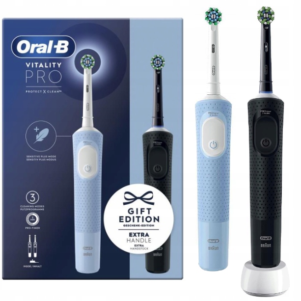 Szczoteczka Elektryczna Oral-B Vitality Pro D103 Duo Czarna Niebieska