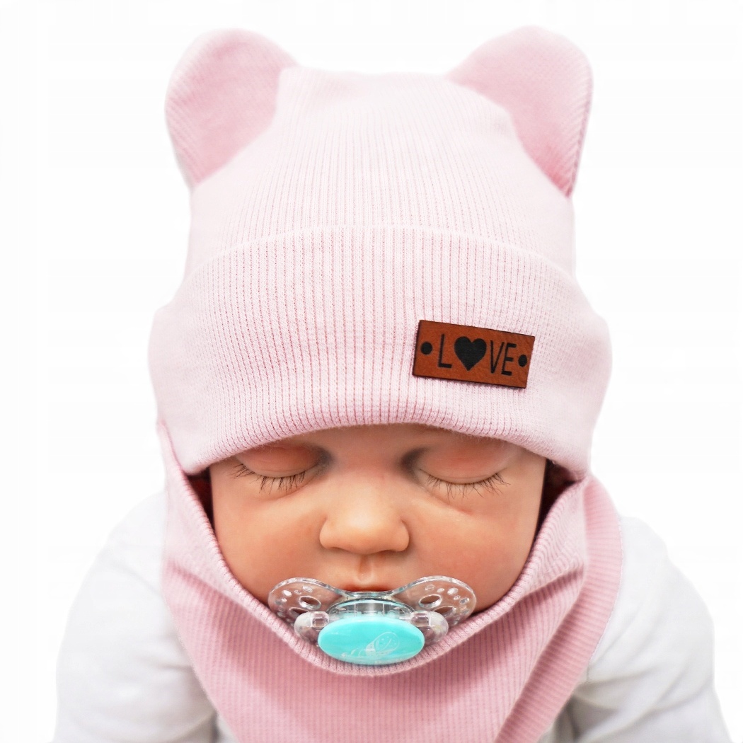 

Brudny róż Komplet Bear czapka komin 36-38 Love